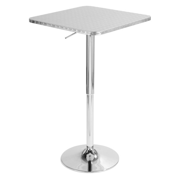 Lumisource Bistro Adjustable Square Bar Table in Silver BT-TLBISTRO23SQ